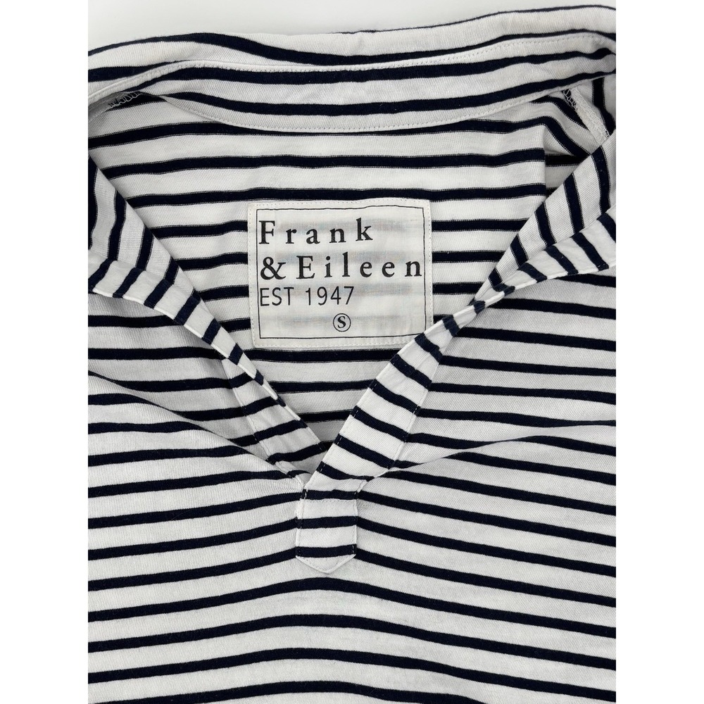 Frank & Eileen Patrick Stripe Popover Henley Sz S Navy Nautical Preppy Chic $168 - Picture 9 of 13